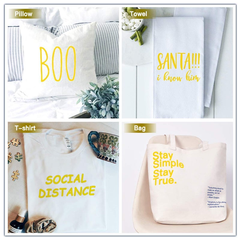 HTVRONT Yellow HTV Vinyl Rolls Heat Transfer Vinyl - 12" x 15ft Yellow HTV Vinyl for Shirts, Yellow Iron on Vinyl for All Cutting Machines - Easy to Cut & Weed for Heat Vinyl Design (Yellow) - Image 5